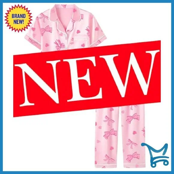 Satin Pajama Set Short Sleeve Button Down Lounge Wear Women's - Picture 8 of 8